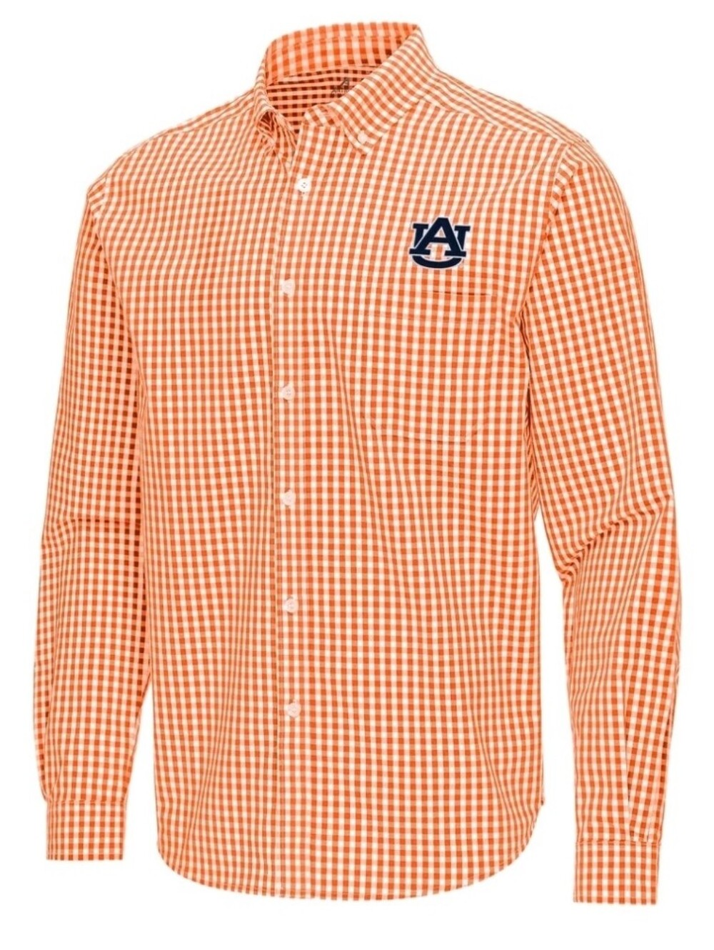 Antigua Auburn University Tigers SEC Gingham Orange Checked Button Up Shirt M